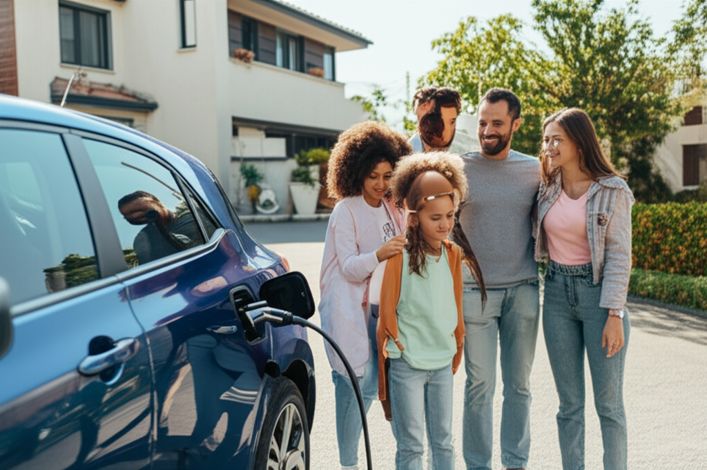 Generate a high-quality, relevant image prompt for an article about: First EV Car: Amazing & Afforda