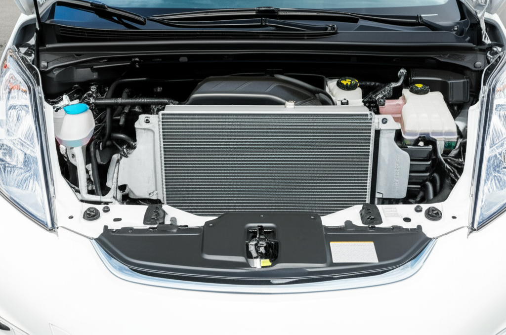 Generate a high-quality, relevant image prompt for an article about: Do EV Cars Have Radiators? The