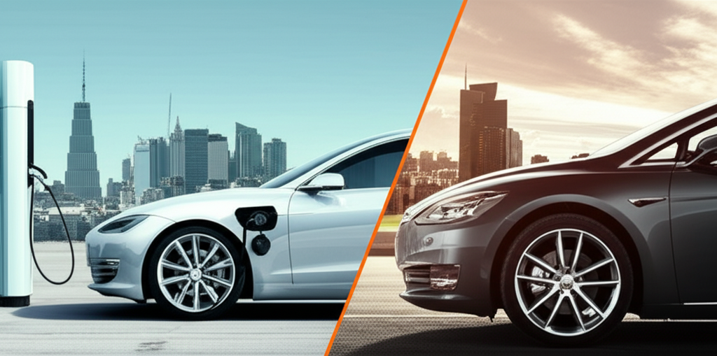 Generate a high-quality, relevant image prompt for an article about: Should I Buy EV or Petrol Car: