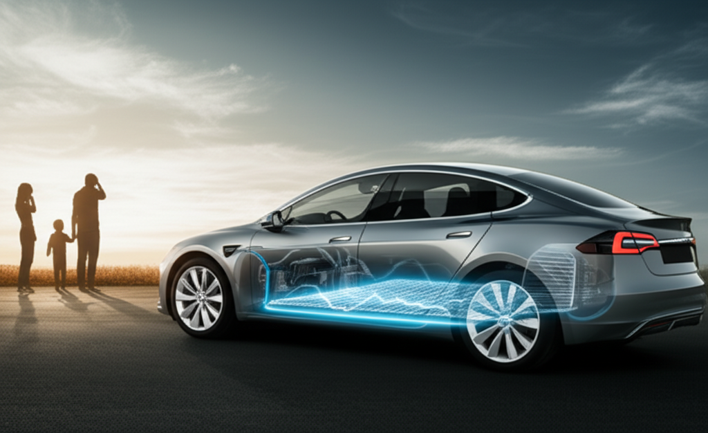 Generate a high-quality, relevant image prompt for an article about: EV Car Radiation: Is It Safe?