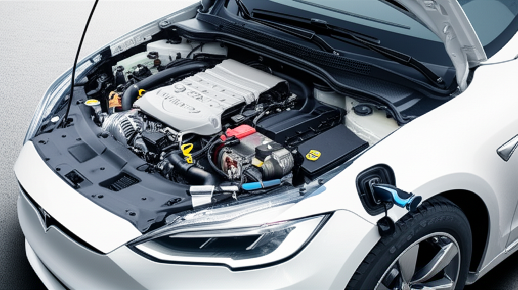 Generate a high-quality, relevant image prompt for an article about: Do EV Cars Have Alternators? Be
