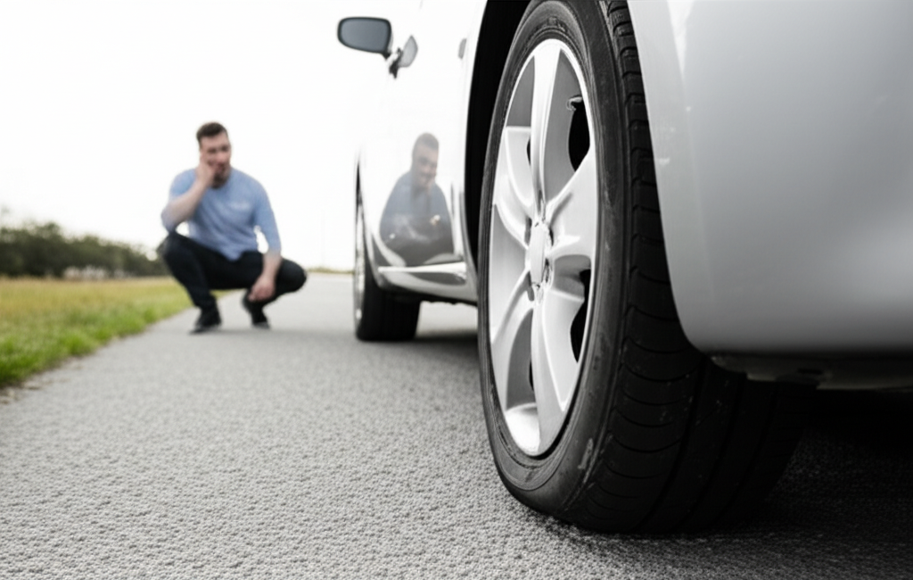 Generate a high-quality, relevant image prompt for an article about: Does Geico Cover Flat Tires? Es