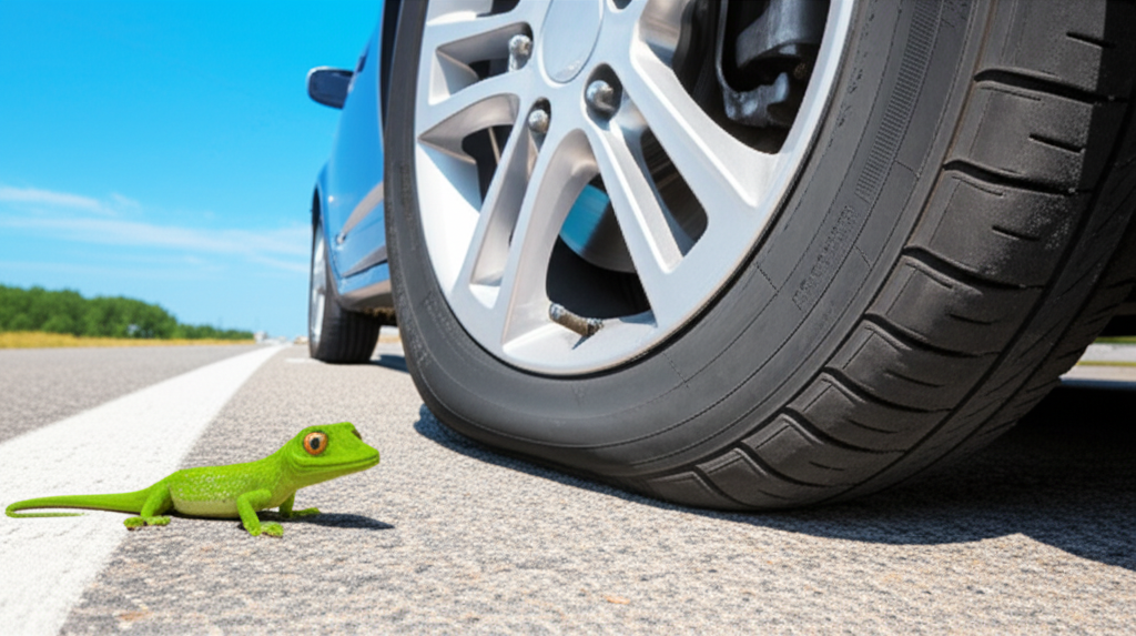 Generate a high-quality, relevant image prompt for an article about: Geico Flat Tires: Essential Cov