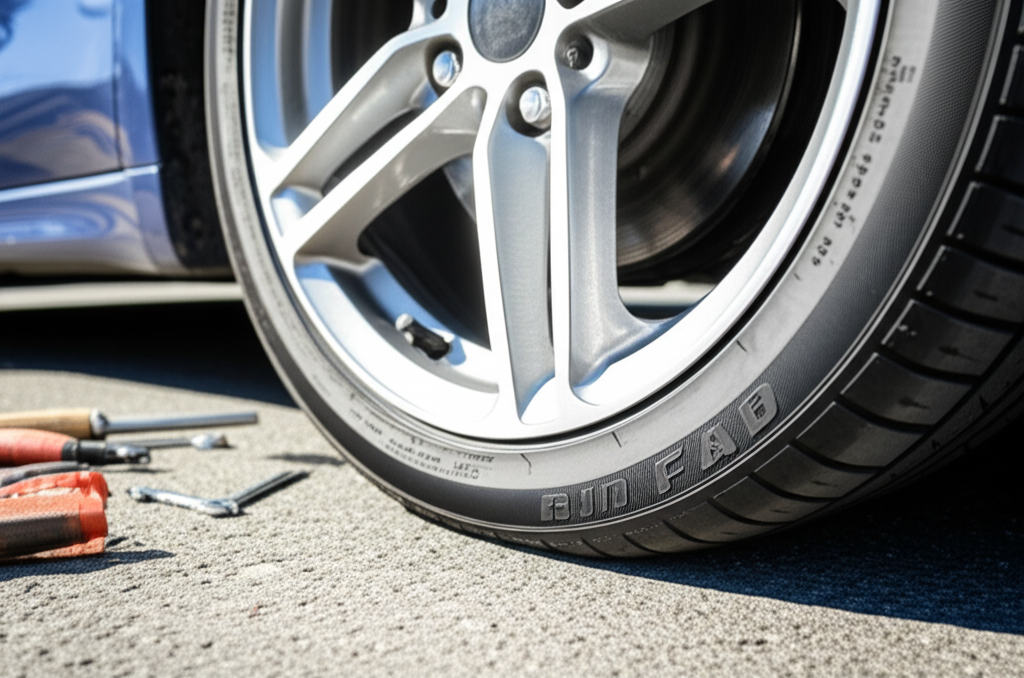 Generate a high-quality, relevant image prompt for an article about: Can Run Flat Tires Be Repaired?