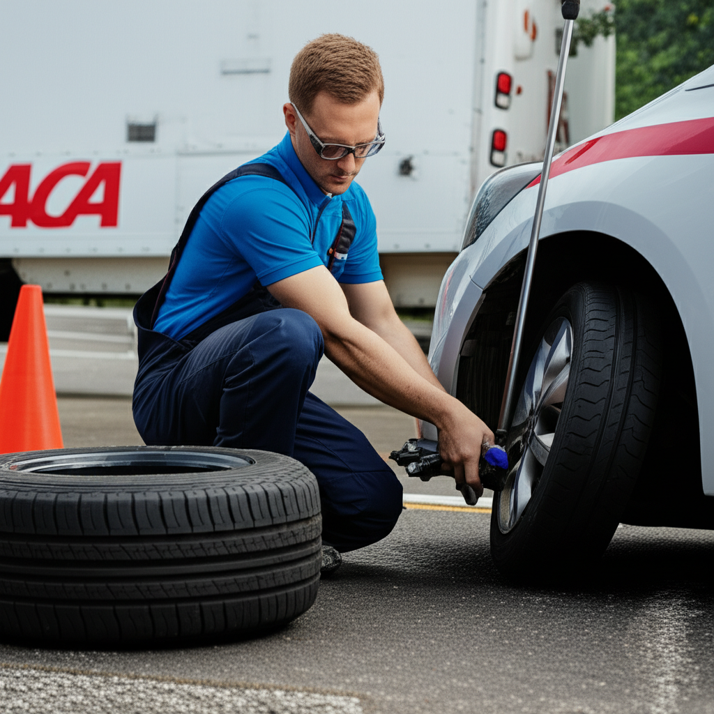 Generate a high-quality, relevant image prompt for an article about: AAA Changes Flat Tires: Essenti