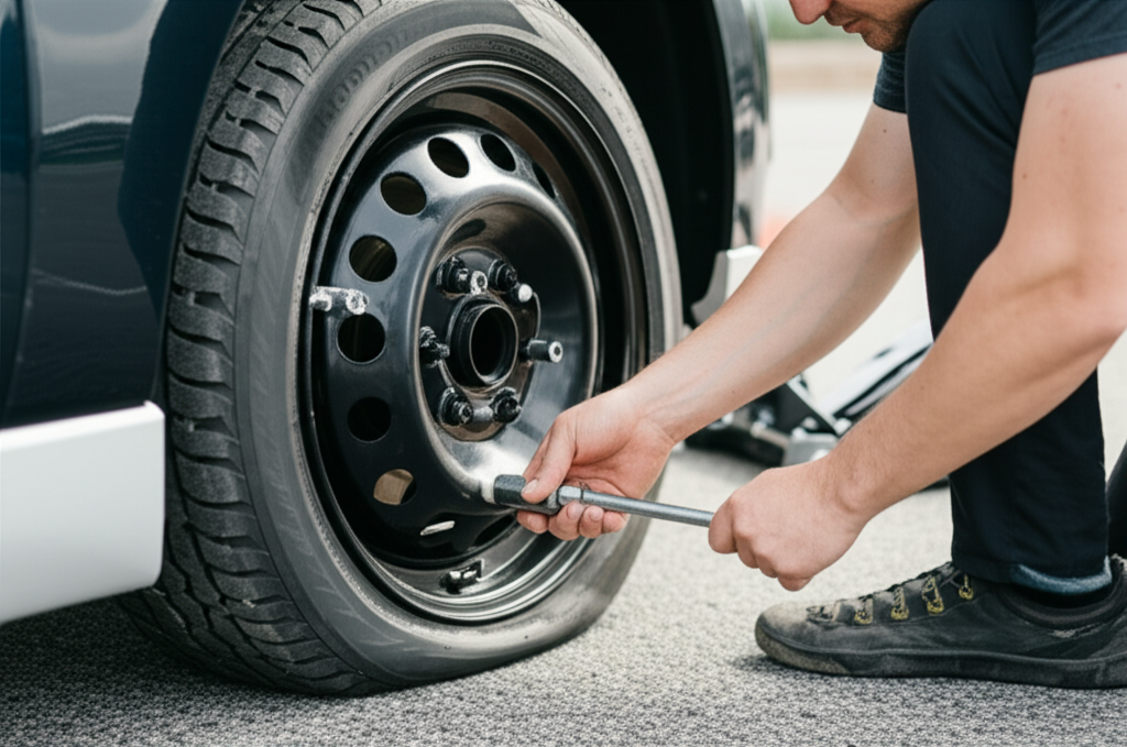 Generate a high-quality, relevant image prompt for an article about: Proven Cost to Change Flat Tire