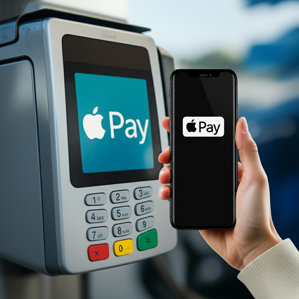 Generate a high-quality, relevant image prompt for an article about: Does Car Wash Take Apple Pay? E