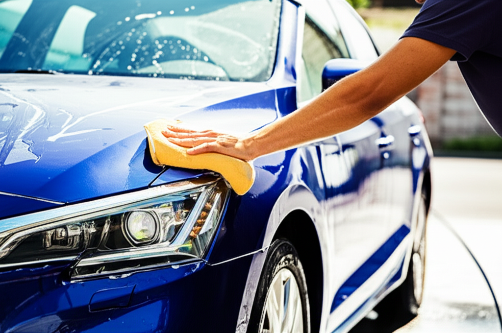 Generate a high-quality, relevant image prompt for an article about: How Much is a Hand Car Wash? Es