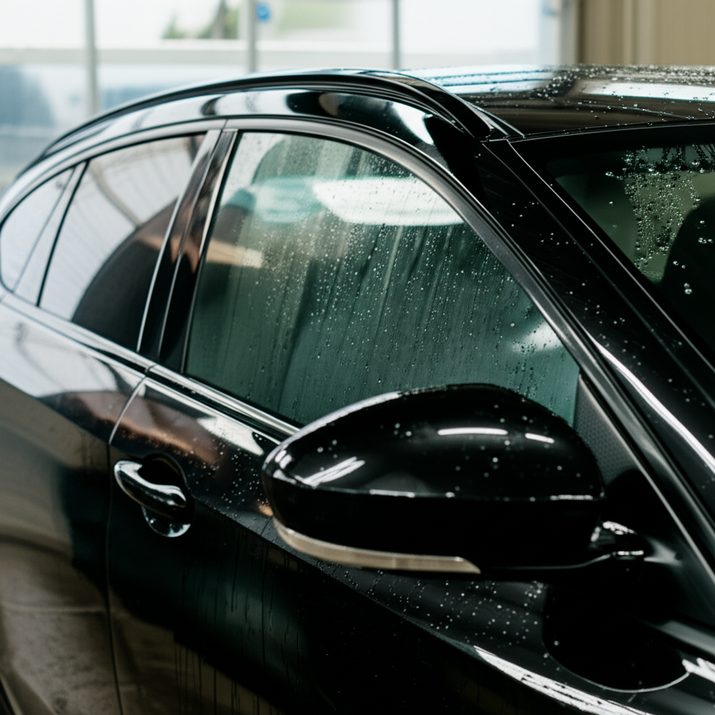 Generate a high-quality, relevant image prompt for an article about: Can I Get Car Wash After Tint?