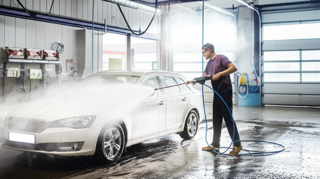 Generate a high-quality, relevant image prompt for an article about: Proven Self-Serve Car Wash Guid