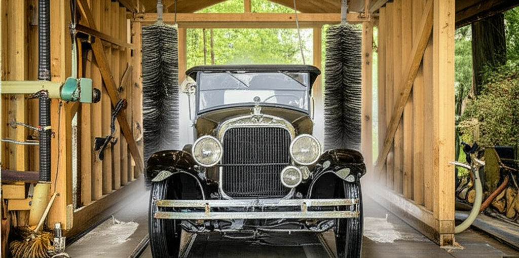 Generate a high-quality, relevant image prompt for an article about: When Was First Auto Car Wash In