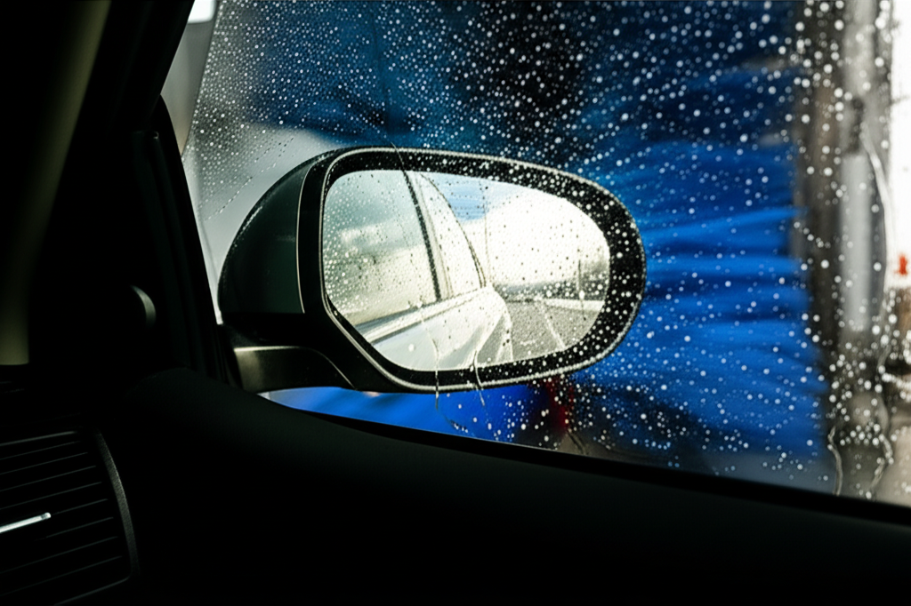 Generate a high-quality, relevant image prompt for an article about: Should I Fold Mirrors in Car Wa
