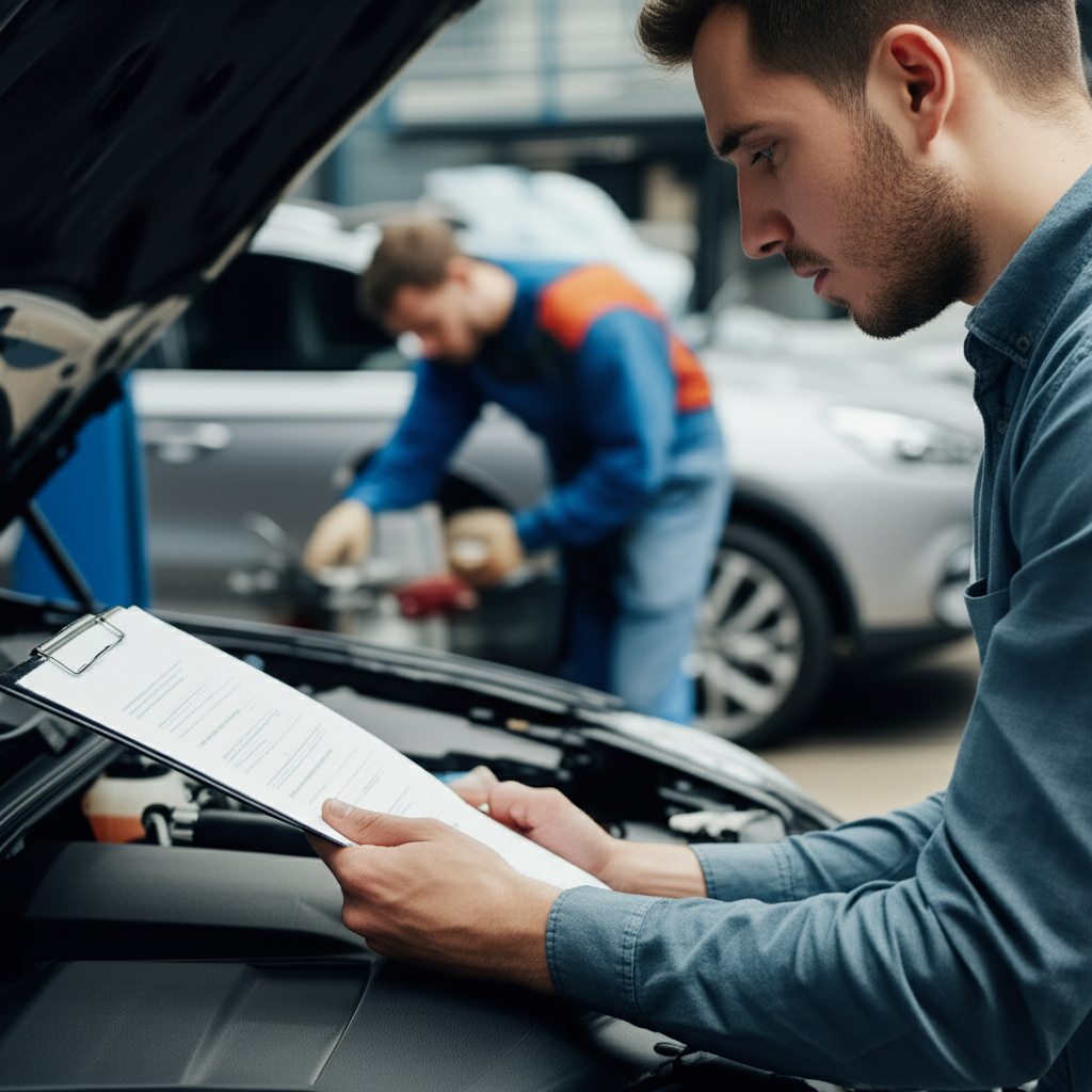 Generate a high-quality, relevant image prompt for an article about: Leased Car Maintenance: Who Doe