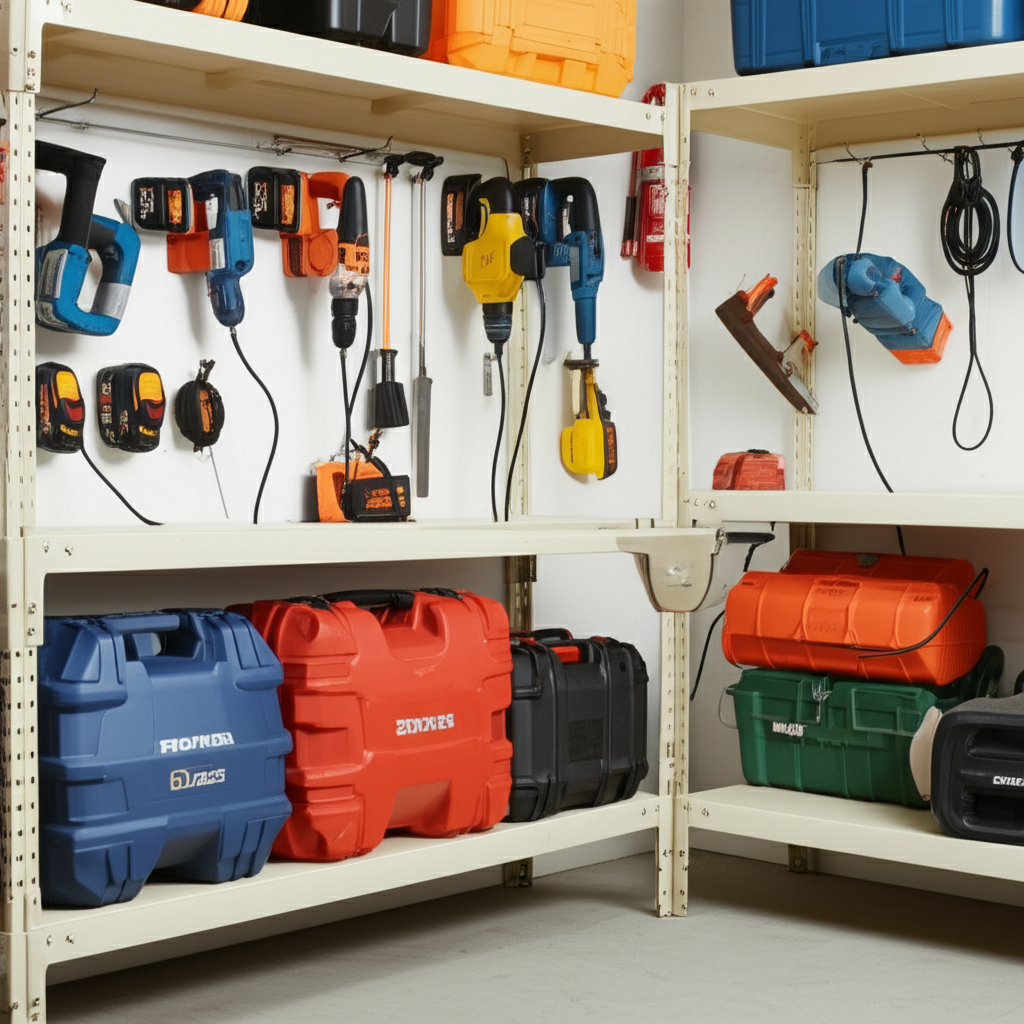 Generate a high-quality, relevant image prompt for an article about: Proven Shed Storage: Can Power
