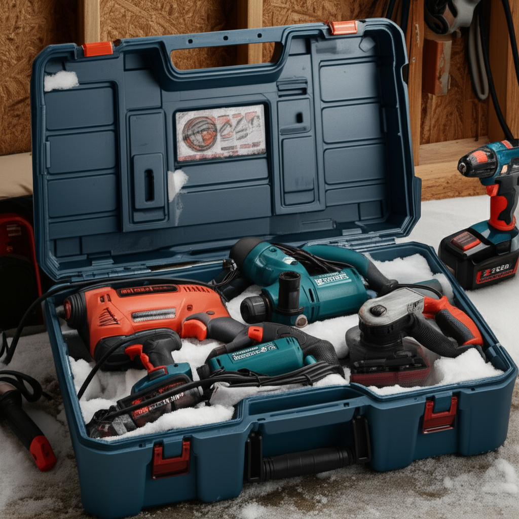 Generate a high-quality, relevant image prompt for an article about: Cold Power Tools: Proven Storag