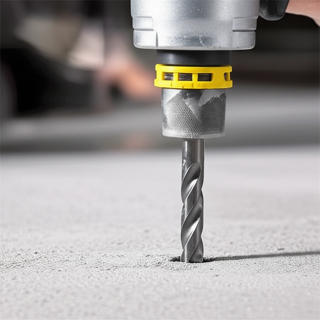 Generate a high-quality, relevant image prompt for an article about: How to Pilot Drill Concrete: Pr