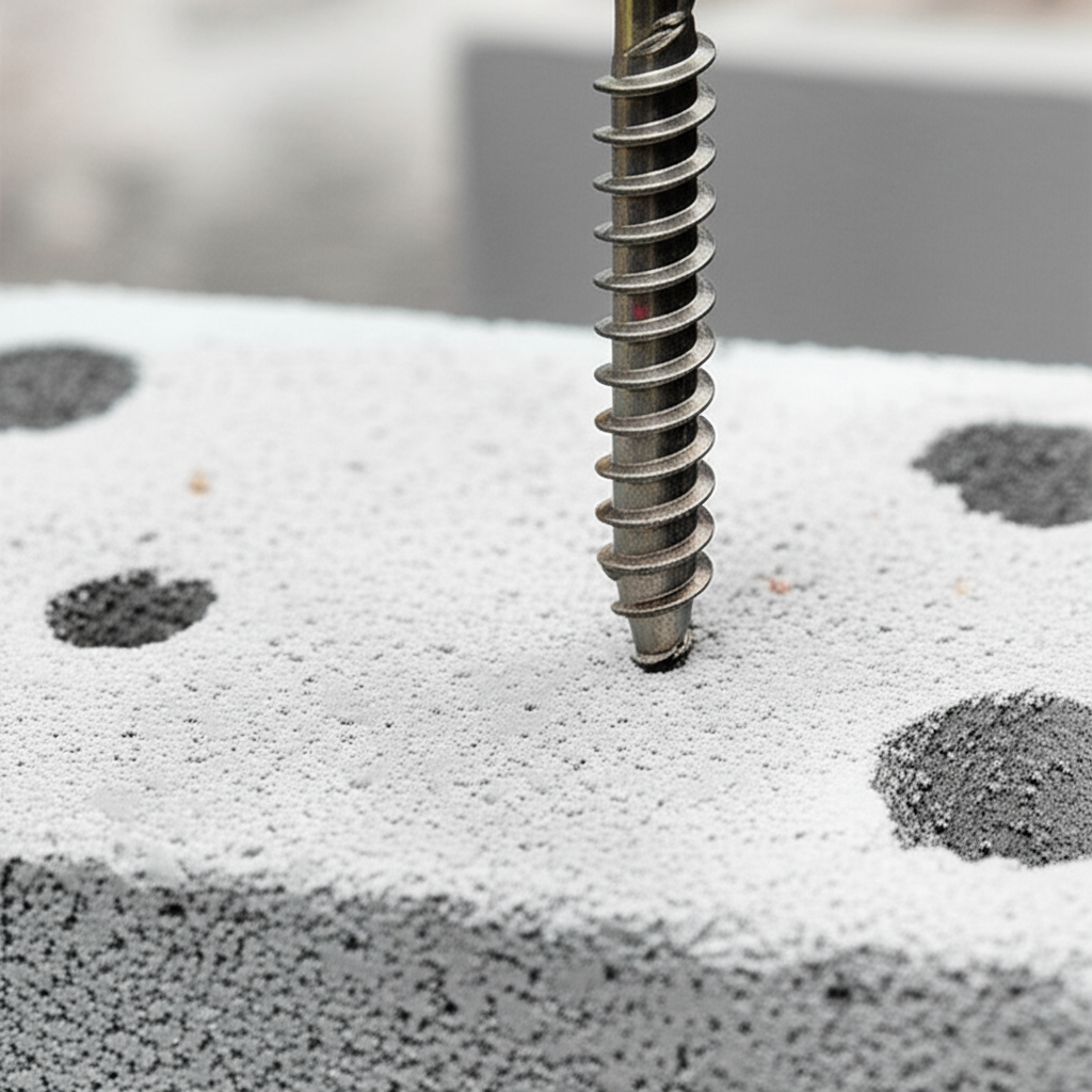 Generate a high-quality, relevant image prompt for an article about: Are Concrete Screws Self Drilli