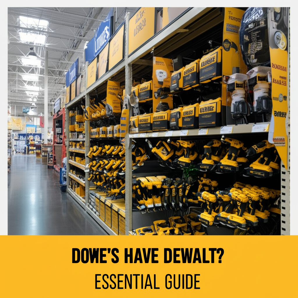 Generate a high-quality, relevant image prompt for an article about: Does Lowe’s Have Dewalt? Essent