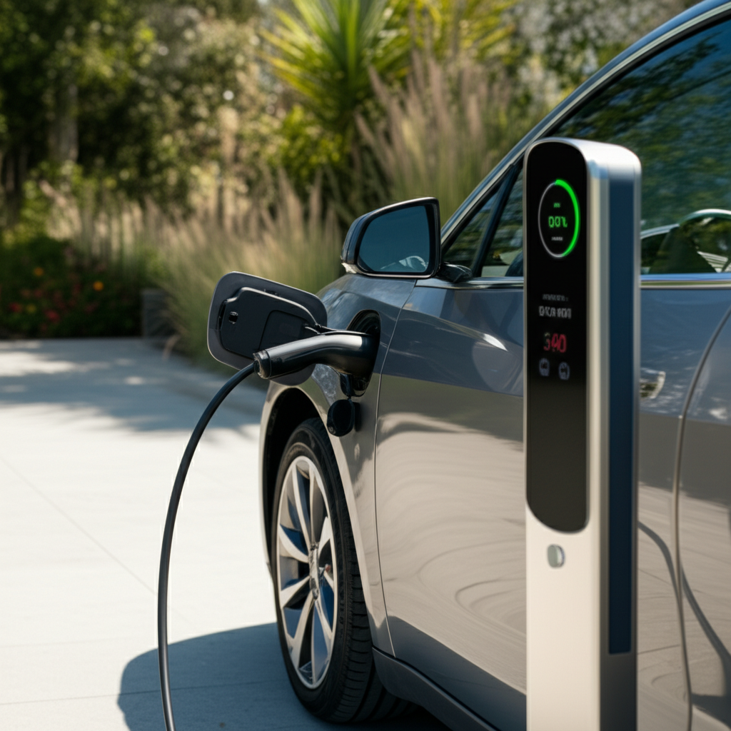Generate a high-quality, relevant image prompt for an article about: EV Charging Time: Effortless An