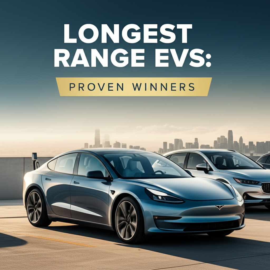 Generate a high-quality, relevant image prompt for an article about: Longest Range EVs: Proven Winne