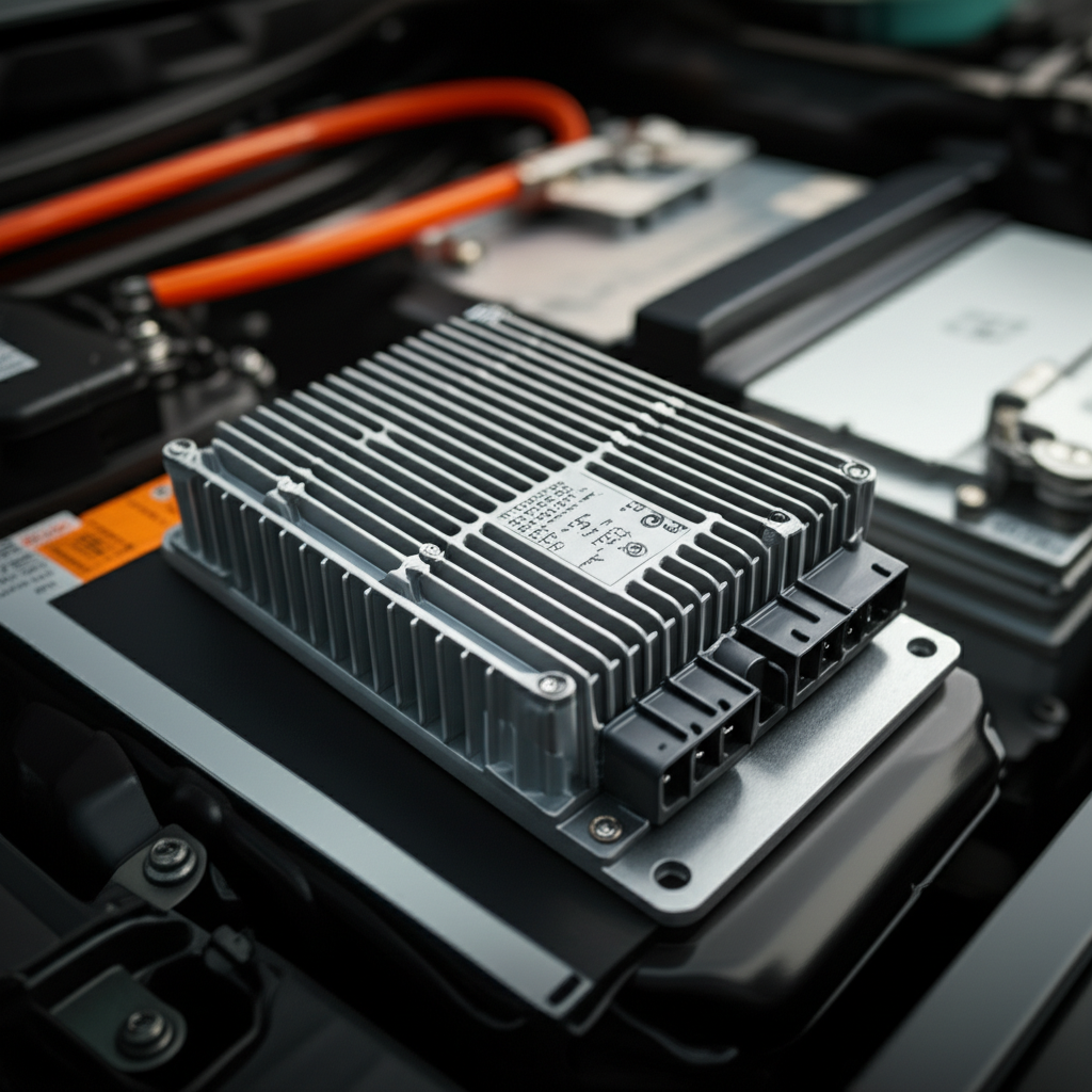 Generate a high-quality, relevant image prompt for an article about: Essential DC-DC Converter in EV