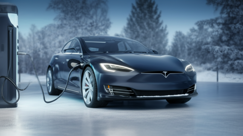 Generate a high-quality, relevant image prompt for an article about: Electric Cars: Cold Weather Per