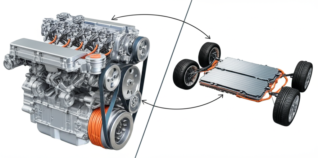 Generate a high-quality, relevant image prompt for an article about: Do Electric Vehicles Have Engin